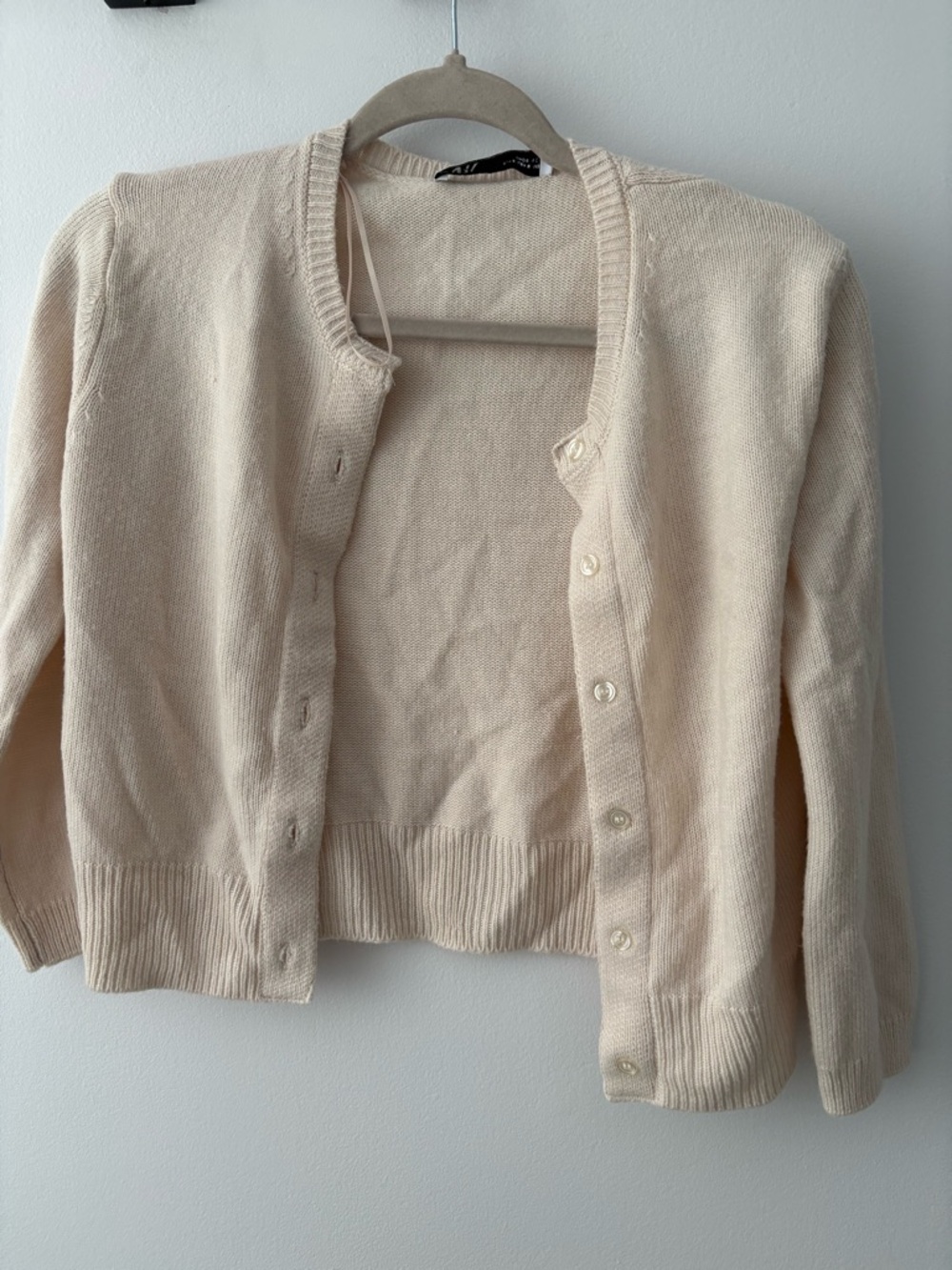 Zara Light Cream Button-Up Knit Cardigan